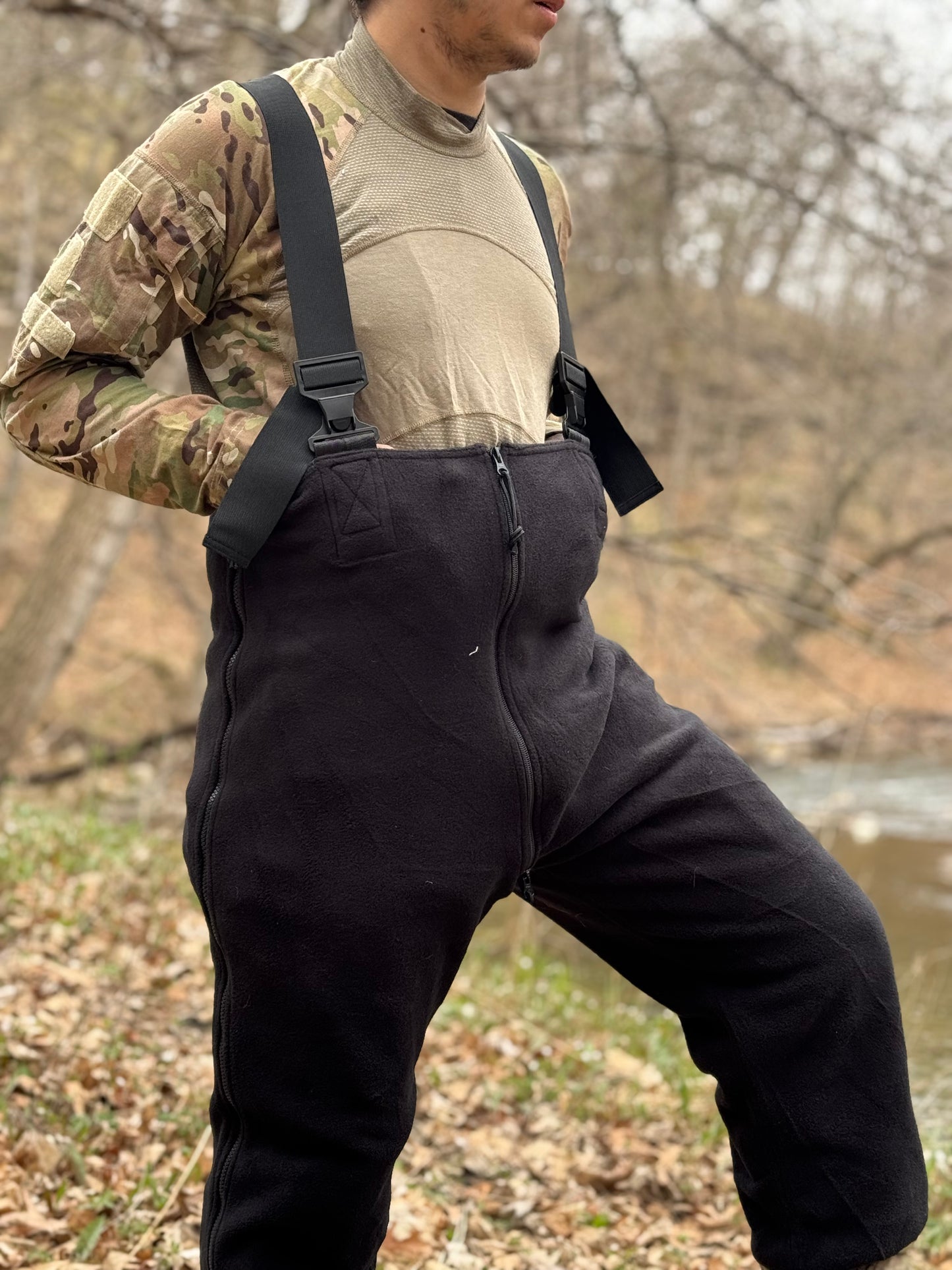POLARTEC 200 Bib Thermal Fleece Pants Cold Weather Overalls Medium Short Regular